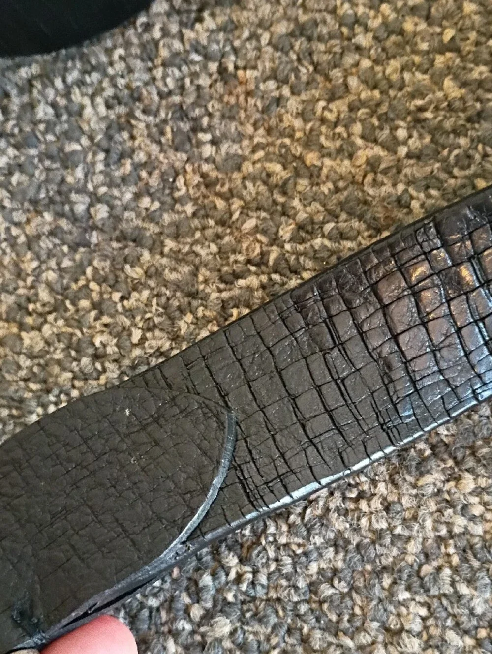 serge Uomo Men's Black Textured Leather Belt with Brushed Metal Buckle Size 36